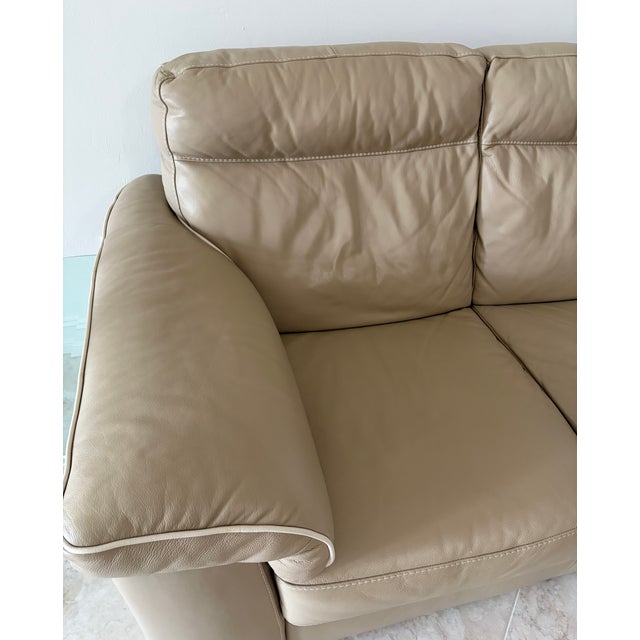2010s Natuzzi Editions Mocha Colored Leather Sofa For Sale - Image 5 of 11
