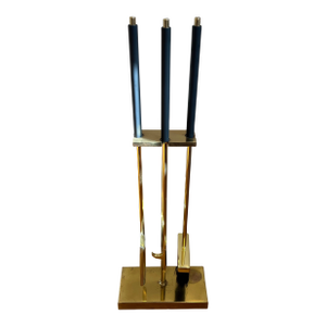 Mid Century Danny Alessandro Brass and Enamel Fireplace Tools
