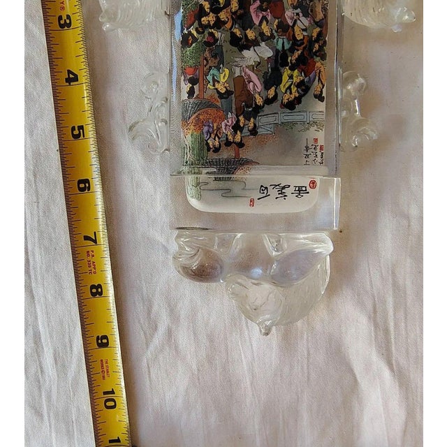 Extraordinary Large 1997 Signed Chinese Inside-Painted Glass Snuff Bottle by Xiao Yu For Sale - Image 15 of 16