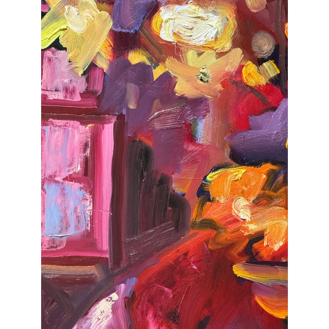 2020s Expressionist Floral Painting Still Life on Red Original For Sale - Image 5 of 7