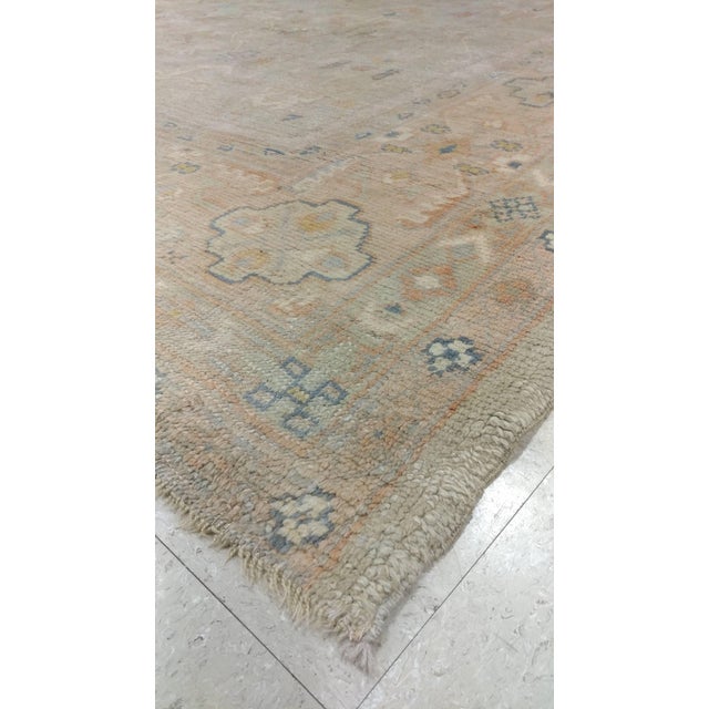 Antique Oushak Carpet, Oriental Rug, Handmade Pale Green, Soft Pink and Ivory For Sale - Image 14 of 18