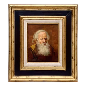 19th Century Isaac L. Williams Signed Portrait of Man With a Beard, Framed