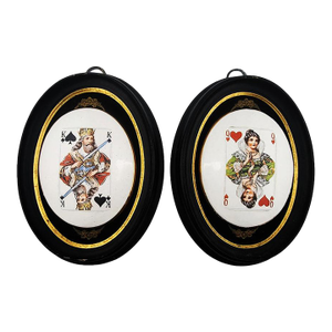 Playing Cards Wall Plaques Genuine Porcelain Hand Enameled 24k Gold Rim Ny Queen Hearts King Spades