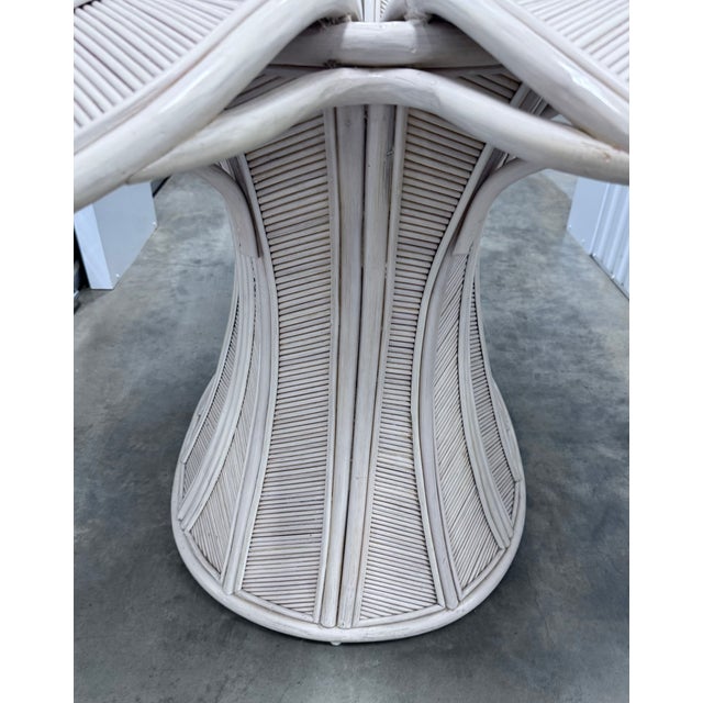 1980s Vintage Flower Oval Dining Table in Pencil Reed Bamboo and Rattan For Sale - Image 5 of 16