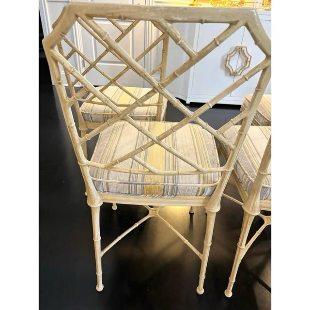 Chinoiserie 1950s Chinoiserie Metal Calcutta Dining Patio Chairs by Brown Jordan- Set of 4 For Sale - Image 3 of 9