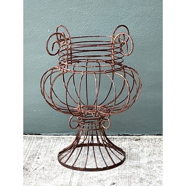 Chocolate Vintage Sculptural Metal Urn For Sale - Image 8 of 12