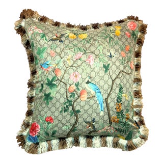 Gucci Gg Chinoiserie Tree of Life Pillow 22" For Sale