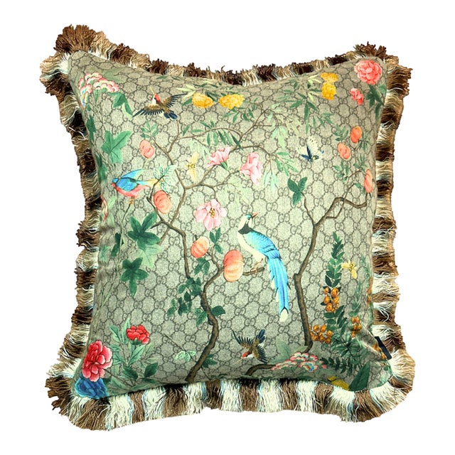 Gucci Gg Chinoiserie Tree of Life Pillow 22" For Sale