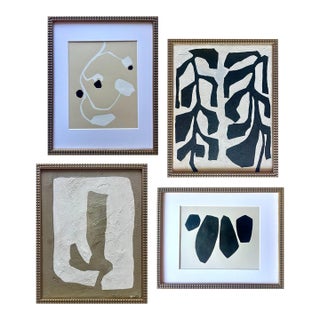 2025 Contemporary Abstract Gallery Wall Collection of Paintings on Cotton Paper and Canvas by Artist r.k. Red - Set of 4 For Sale