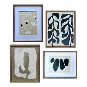 2025 Contemporary Abstract Gallery Wall Collection of Paintings on Cotton Paper and Canvas by Artist r.k. Red - Set of 4