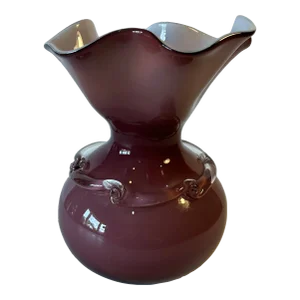 Vintage Mauve Art Glass Bulbous Handkerchief Vase