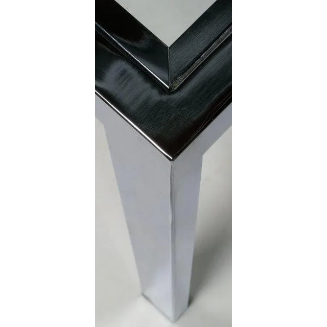 Metal Mid 20th Century Chromed Steel Parsons Style Dining Table Attr. To Milo Baughman For Sale - Image 7 of 8