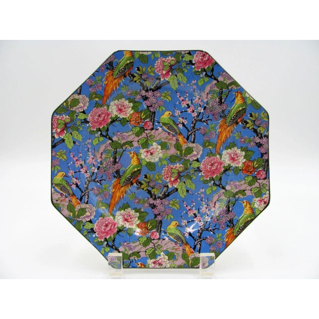 1920s Crown Ducal Blue Chintz Exotic Birds Luncheon Plates - Set of 6 For Sale - Image 6 of 13