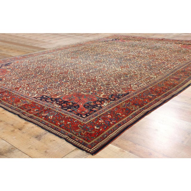 Textile Late 19th Century Antique Persian Farahan Rug - 08'08 X 11'04 For Sale - Image 7 of 9