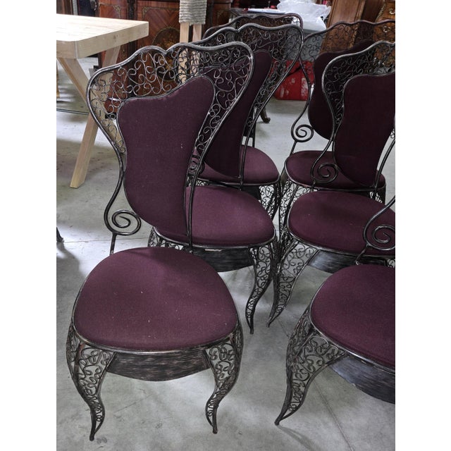 Vintage Wrought Iron Chairs, 1980s, Set of 6 For Sale - Image 3 of 5