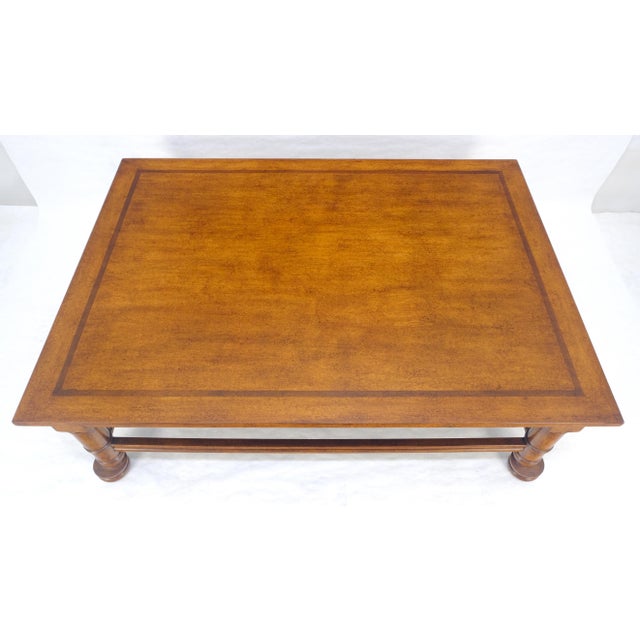 Large 44x60 Rectangle Turned Legs English Style Coffee Table MINT For Sale - Image 6 of 13
