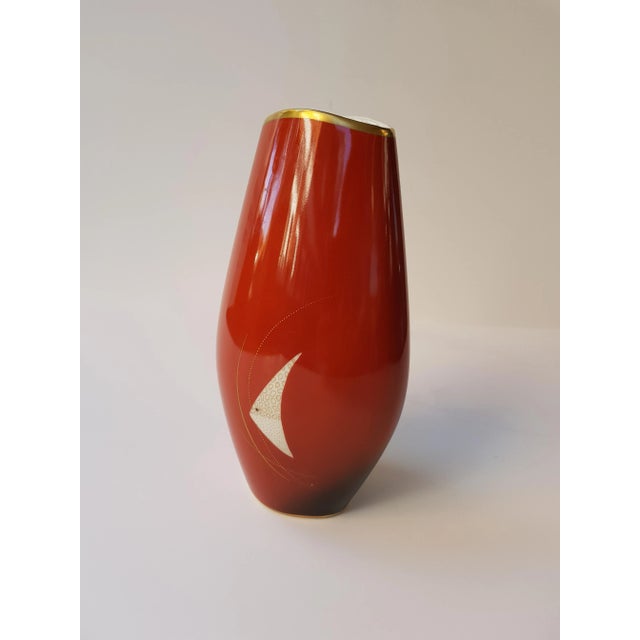 Mid-Century Porcelain Vase with Scalar Fish and Gold Rim from PMR Bavaria Jaegerselb, 1950s, in Flawless conditions....