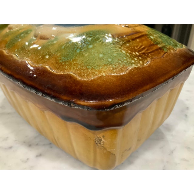 Ceramic Antique French Barbotine Majolica Earthenware Pâté & Game Terrine / Tureen With Geese Pond Tableau For Sale - Image 7 of 9