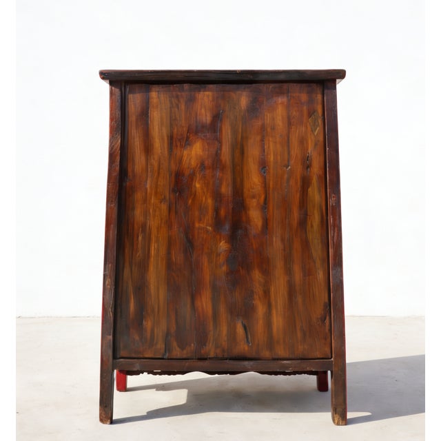 52" Tall China Red Cabinet Armoire For Sale - Image 12 of 13