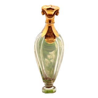 Glass Perfume Bottle with Gold Applications For Sale