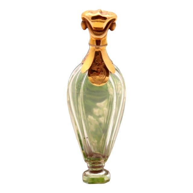 Glass Perfume Bottle with Gold Applications For Sale