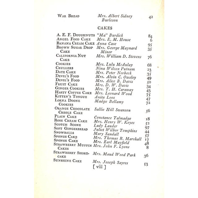 1920s "Favorite Recipes of Famous Women" 1925 Stratton, Florence [Foreword By] For Sale - Image 5 of 9