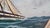 Blue Vintage Mid Century Ship Clipper Sailing Through Choppy Waves Signed m.c. Besler For Sale - Image 8 of 17