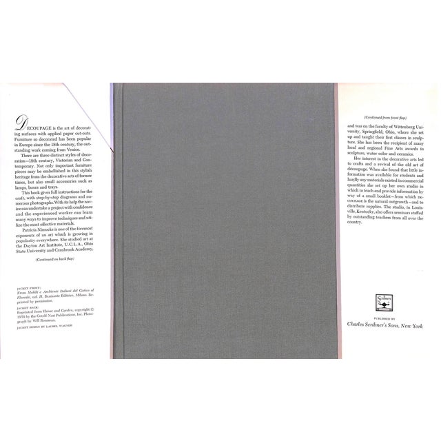 NIMOCKS, Patricia [176] pp. Charles Scribner's Sons 1968 10 1/2 x 7 3/4" Decoupage is the art of decorating surfaces with...