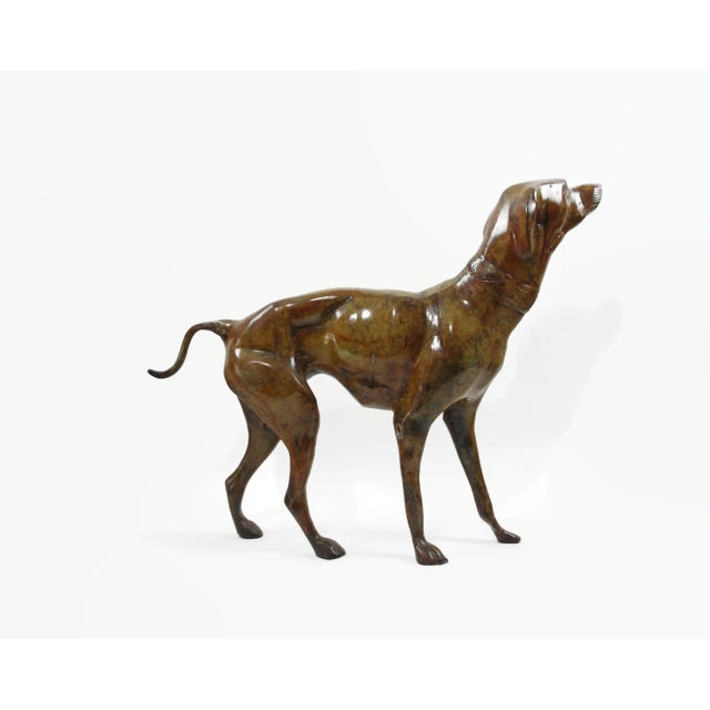 Figurative Late 20th Century Cast Metal Whippet or Greyhound Dog Statue With Mottled Finish For Sale - Image 3 of 11