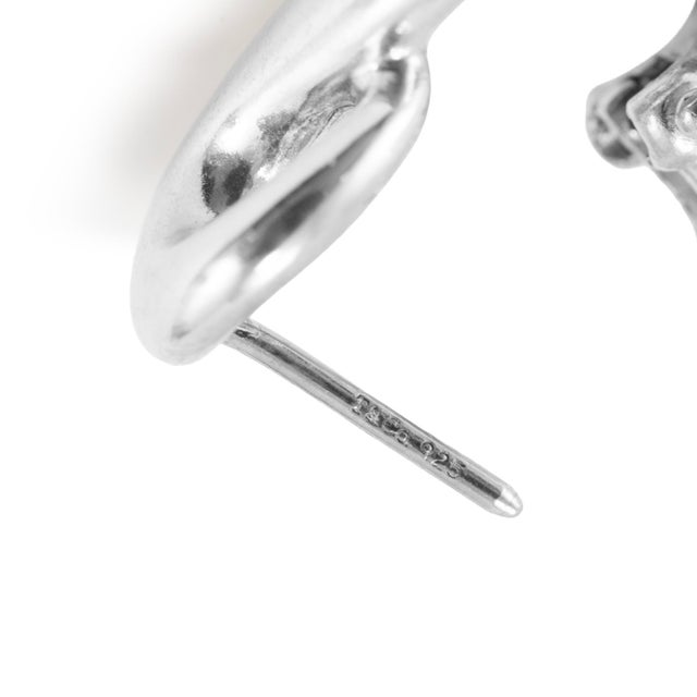 Metal Tiffany & Co. Elsa Peretti Endless Infinity Silver Omega Back Clip on Earrings For Sale - Image 7 of 8