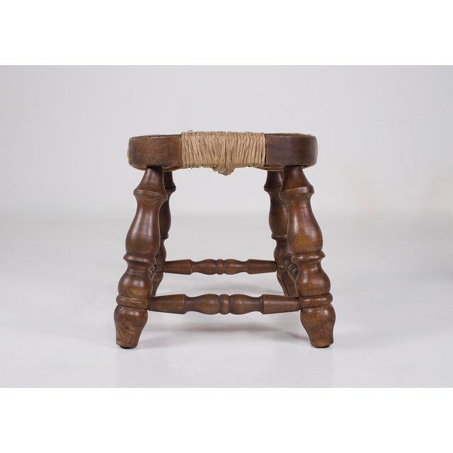 Turned Wood and Straw Fireplace Stools, France, 1960s, Set of 3 For Sale - Image 3 of 8