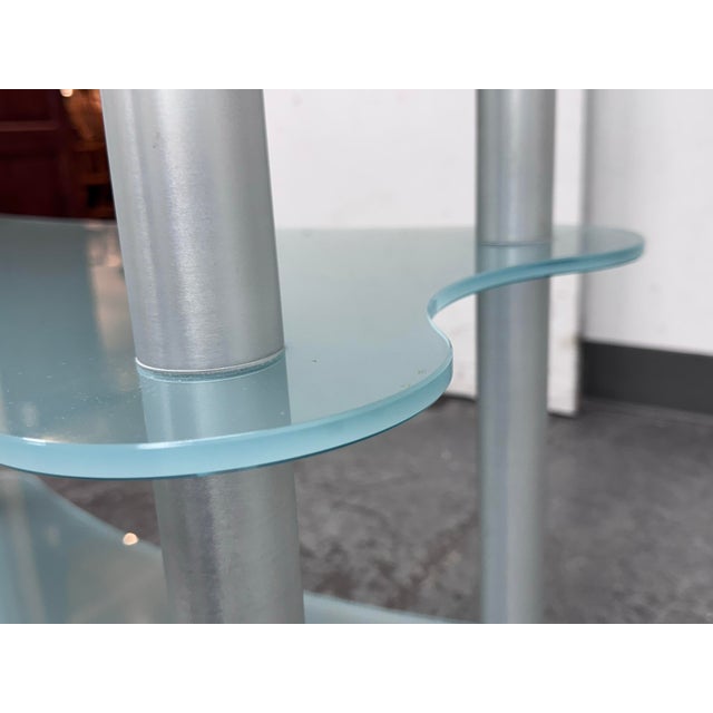 Blue Gallotti & Radice Late 20th Century Glass Shelving Cart For Sale - Image 8 of 12