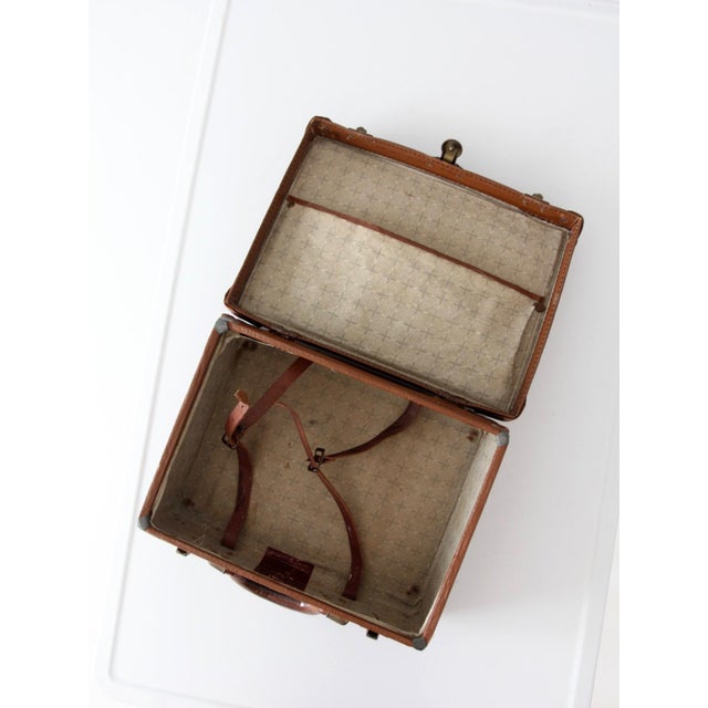 Vintage Miniature Leather Suitcase Travel Case For Sale - Image 13 of 15