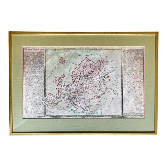 18th C. Map of European Rivers and Mountains by Jean-Baptiste Louis Clouet (1729-1790) For Sale