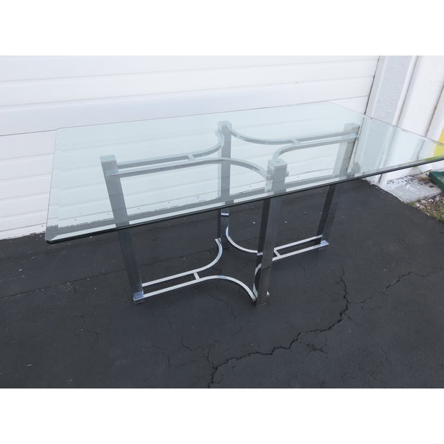 Hollywood Regency Chrome Glass Top Dining Table 6430 For Sale - Image 14 of 18