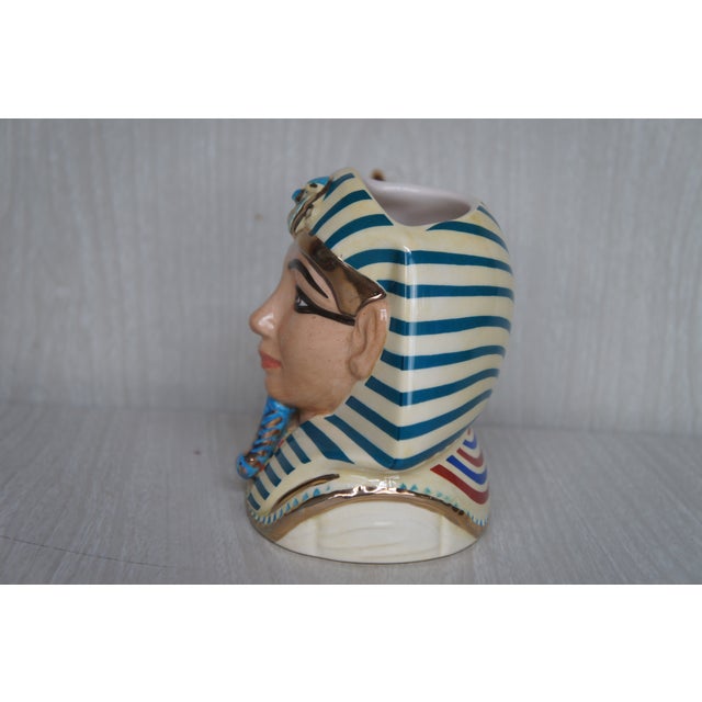 Royal Doulton 1990s Egyptian Revival Signed Royal Doulton Egyptian Pharaoh Tutankhamun Toby Character Jug For Sale - Image 4 of 14