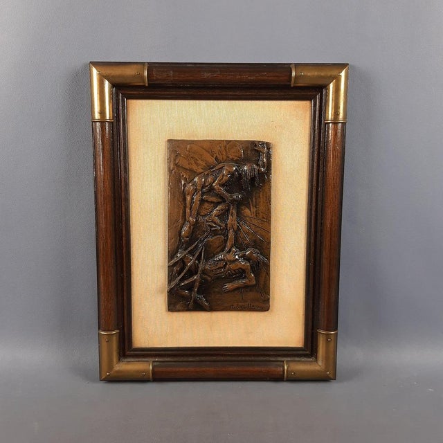 Vintage High Relief with Figures by Max Squillace, 20th Century For Sale - Image 6 of 11