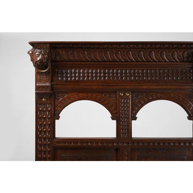 Antique Gothic French Oak Carved High Back Panel Bench, 1700s For Sale - Image 11 of 16