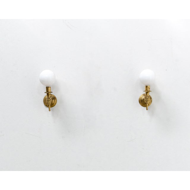 Mid-Century Modern Vintage Brass Wall Sconces from Maison Jansen, 1950s, Set of 2 For Sale - Image 3 of 9