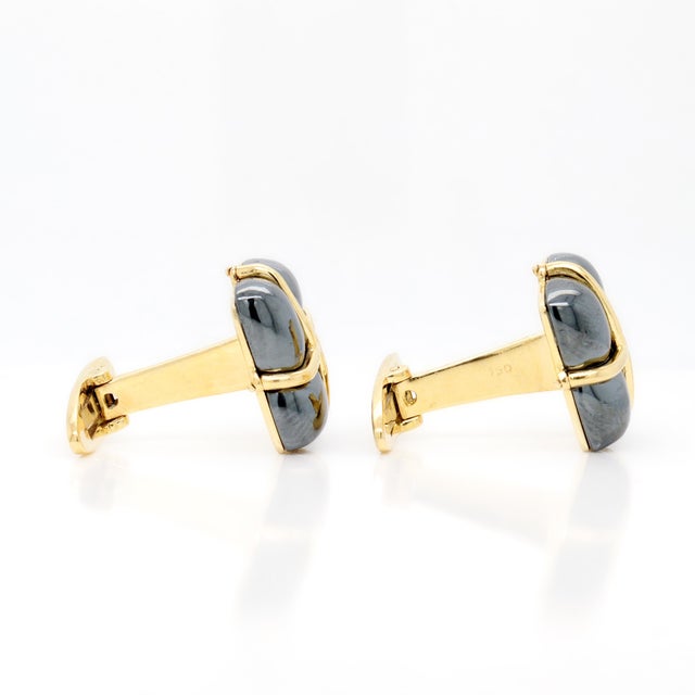 Metal Vintage Tiffany & Co. 18k Gold and Hematite Cufflinks For Sale - Image 7 of 10