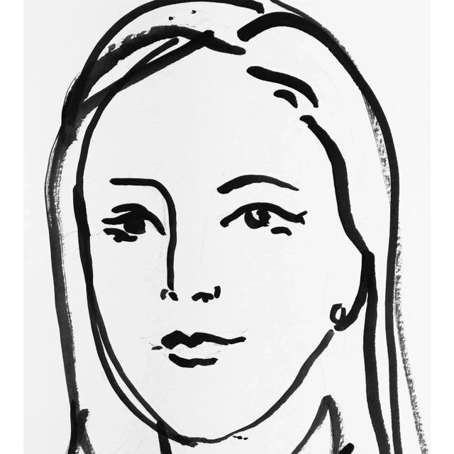 Ink contour portrait of a girl.