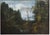 Large Animated Mountain Landscape with Architecture, 1800s, Oil on Canvas For Sale - Image 7 of 7