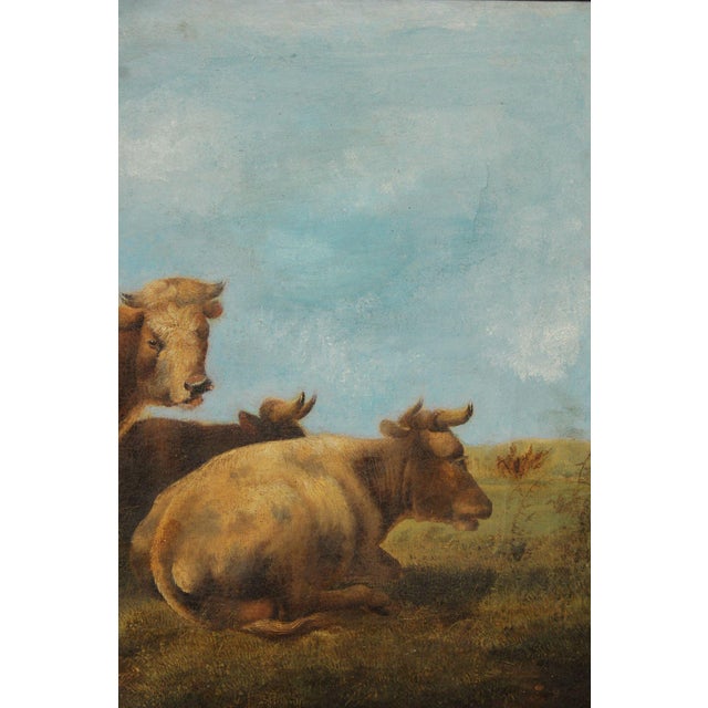 Antique European School Oil Painting, Cattle Grazing For Sale - Image 11 of 18
