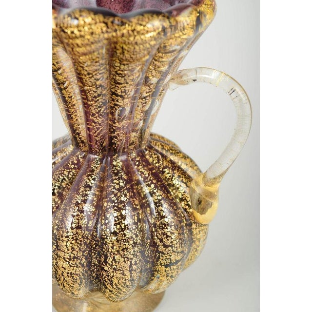 Vintage Murano Vase with Ribbed Body, 1960s For Sale - Image 3 of 5