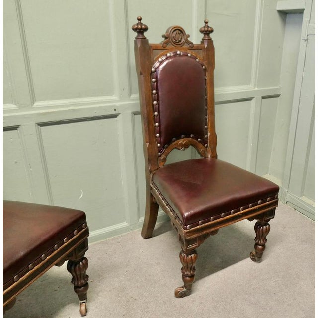 Gothic Oak High-Back Dining Chairs, Set of 6 For Sale - Image 5 of 8