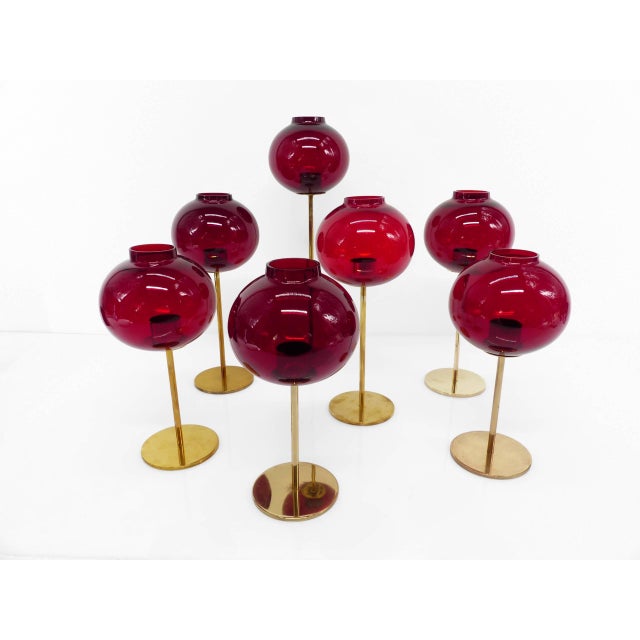 Red Nr. 135 Tealight Holders by Hans Agne Jakobsson for Hans-Agne Jakobsson AB Markaryd, Sweden, 1950s-1960s, Set of 7 For Sale - Image 3 of 9