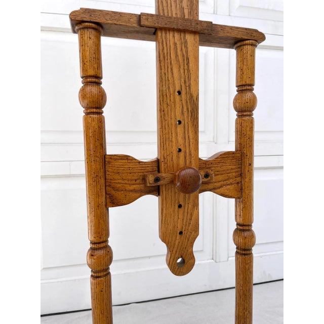 Mid 20th Century Traditional Oak Adjustable Vanity Mirror Valet Stand For Sale - Image 4 of 11