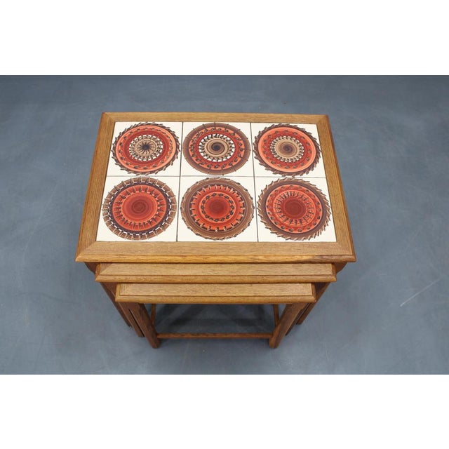 Mid-Century Danish Oak Nesting Tables with Tile Tops, 1960s, Set of 3 For Sale - Image 4 of 15