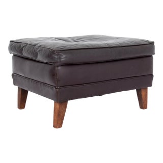 1970s Walter Knoll Leather Ottoman For Sale