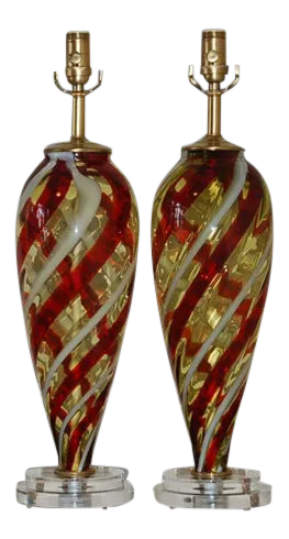 Vintage Murano Glass Lamps Butterscotch